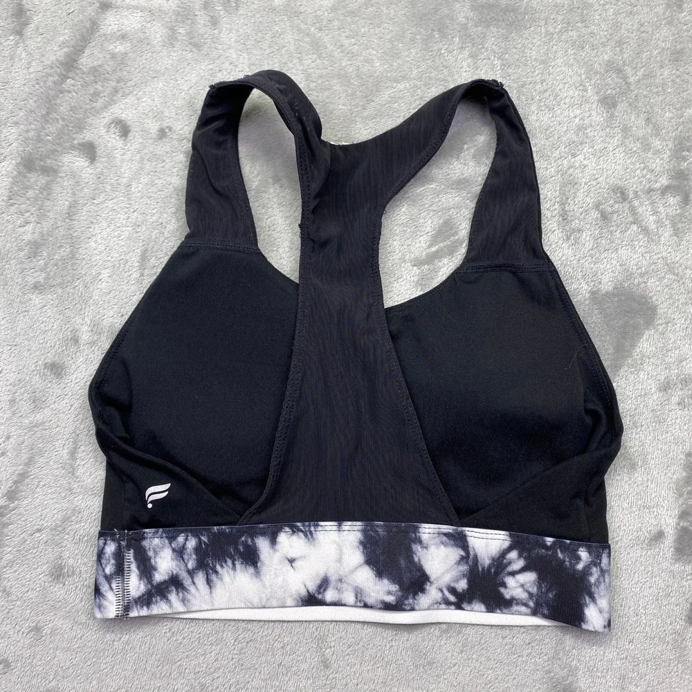Fabletics‎ Black Tie Dye Sports Bra Racerback Support Workout Gym